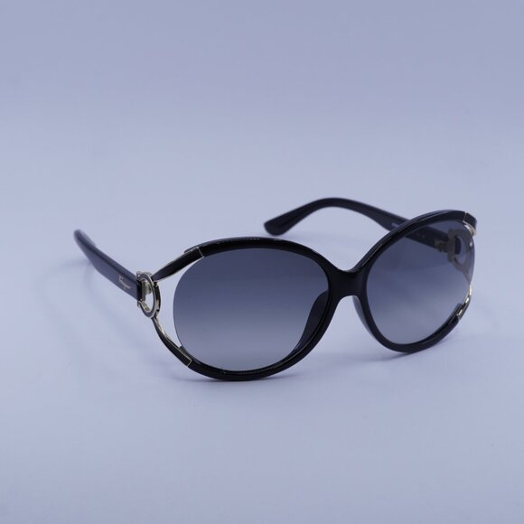 Salvatore Ferragamo SF600S 001 Sunglasses Black Oval Frame, Grey Lenses - Picture 1 of 11